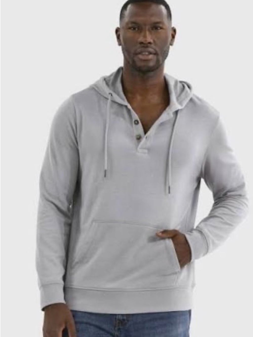 J.Crew Slub Rugged Cotton Hooded HenleySweater Hoodie Gray Men's XL